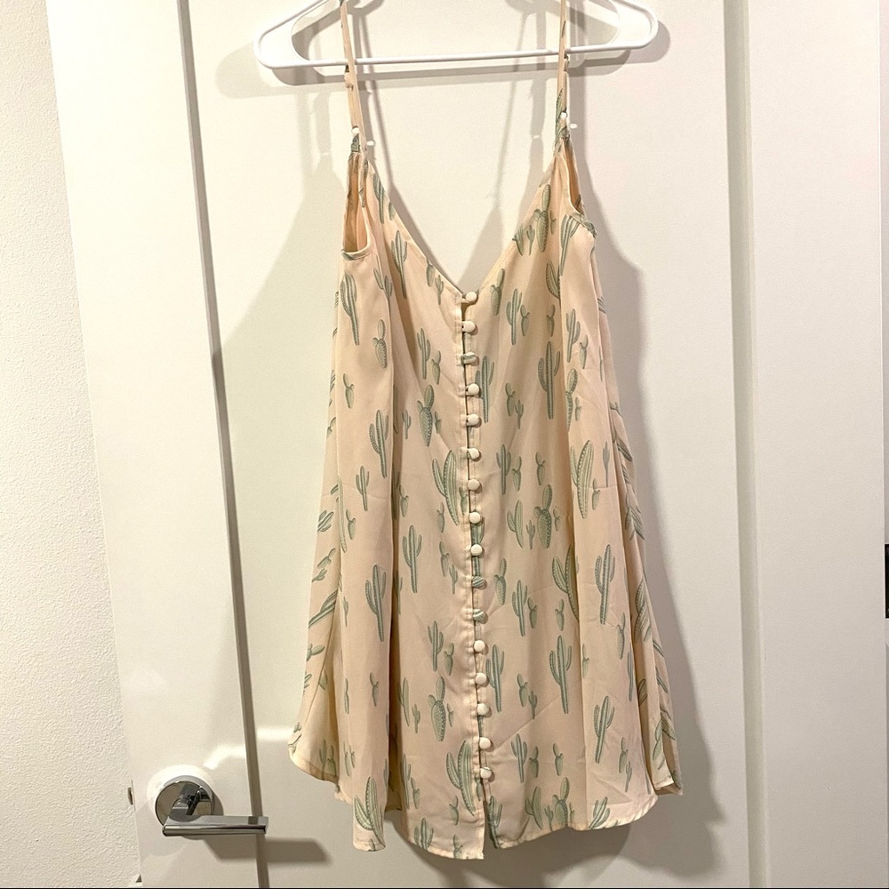 Blush Pink Cactus Print Swing Dress